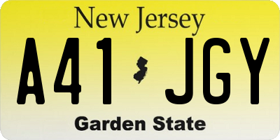 NJ license plate A41JGY