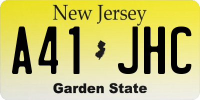 NJ license plate A41JHC