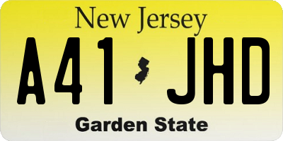 NJ license plate A41JHD