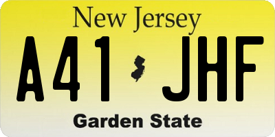 NJ license plate A41JHF
