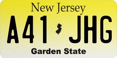 NJ license plate A41JHG