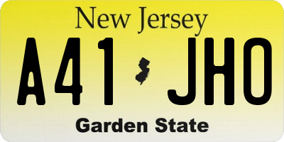 NJ license plate A41JHO