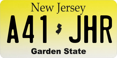NJ license plate A41JHR