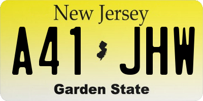 NJ license plate A41JHW