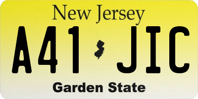 NJ license plate A41JIC