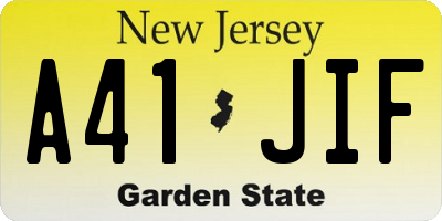 NJ license plate A41JIF