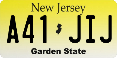 NJ license plate A41JIJ