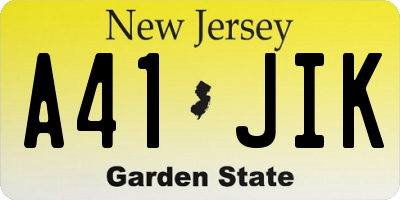 NJ license plate A41JIK