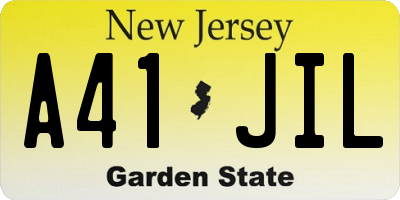 NJ license plate A41JIL