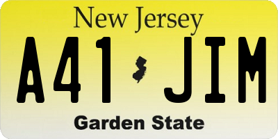 NJ license plate A41JIM