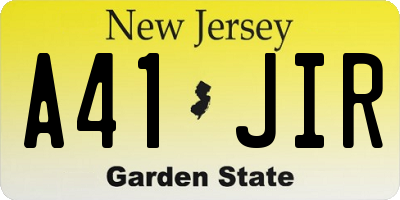 NJ license plate A41JIR
