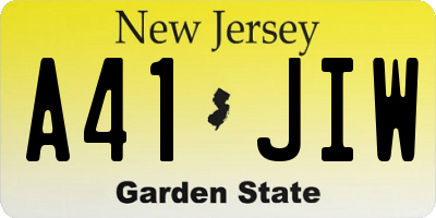 NJ license plate A41JIW