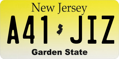 NJ license plate A41JIZ