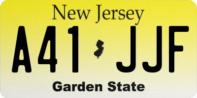 NJ license plate A41JJF