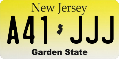 NJ license plate A41JJJ