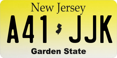 NJ license plate A41JJK