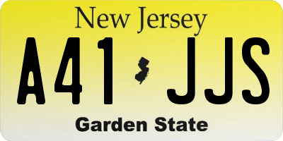 NJ license plate A41JJS