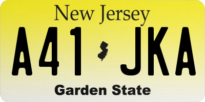 NJ license plate A41JKA