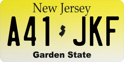 NJ license plate A41JKF
