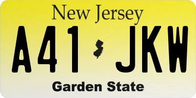 NJ license plate A41JKW