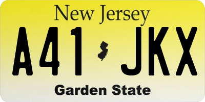NJ license plate A41JKX