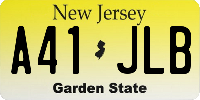 NJ license plate A41JLB