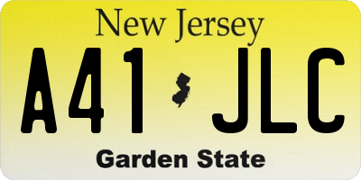 NJ license plate A41JLC