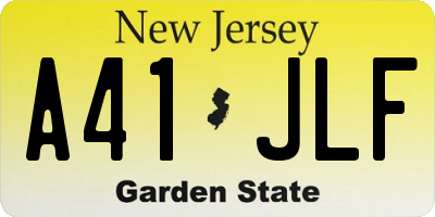 NJ license plate A41JLF