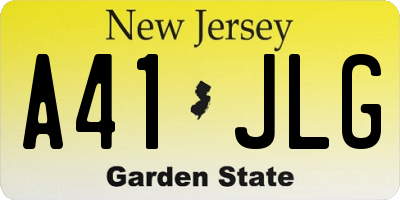 NJ license plate A41JLG