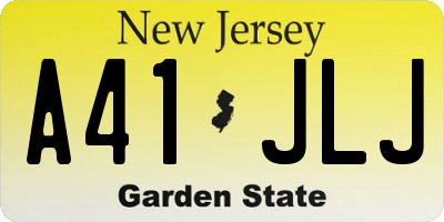 NJ license plate A41JLJ