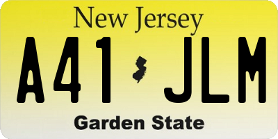 NJ license plate A41JLM