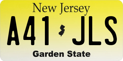 NJ license plate A41JLS
