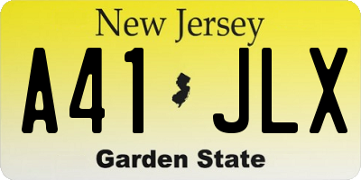 NJ license plate A41JLX