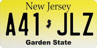 NJ license plate A41JLZ