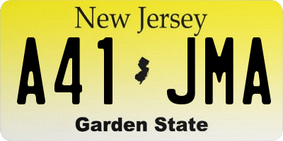 NJ license plate A41JMA