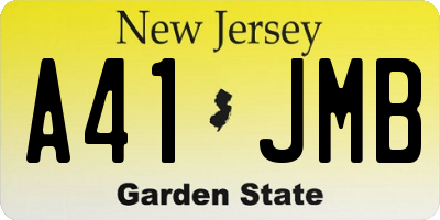 NJ license plate A41JMB