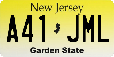 NJ license plate A41JML