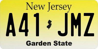 NJ license plate A41JMZ