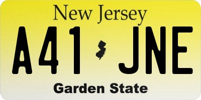 NJ license plate A41JNE