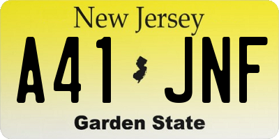 NJ license plate A41JNF