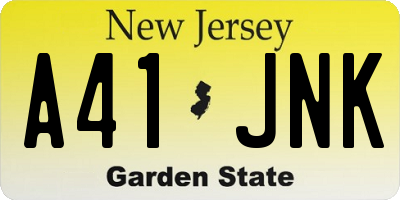 NJ license plate A41JNK