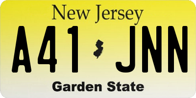 NJ license plate A41JNN