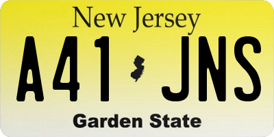 NJ license plate A41JNS