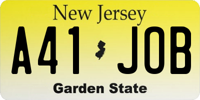 NJ license plate A41JOB