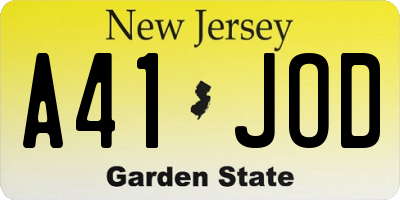 NJ license plate A41JOD