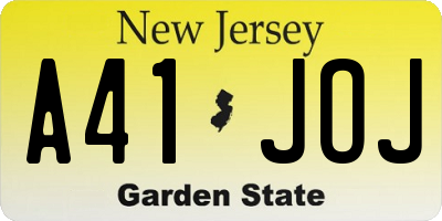 NJ license plate A41JOJ