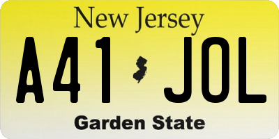 NJ license plate A41JOL