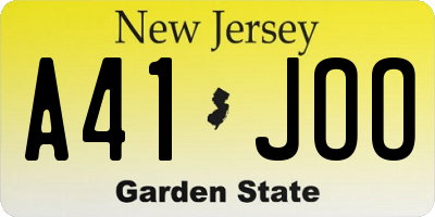 NJ license plate A41JOO