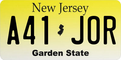 NJ license plate A41JOR
