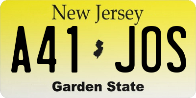 NJ license plate A41JOS
